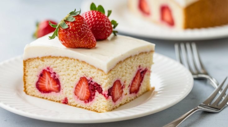 Heavenly Strawberry Jello Sheet Cake