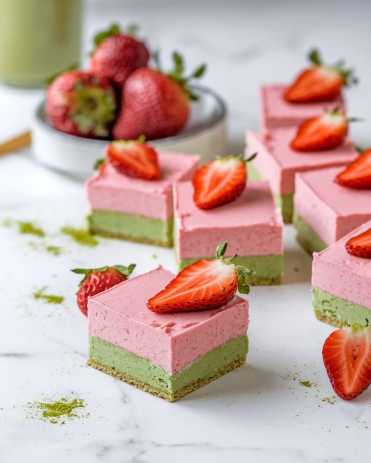 Matcha Green Tea Strawberry Dream Bars