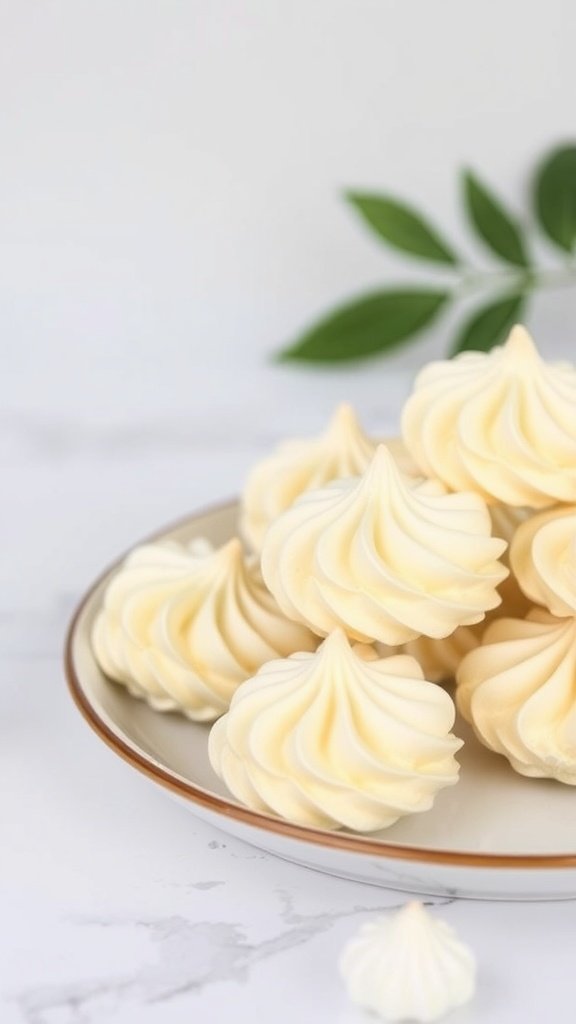 A plate of light and fluffy citrus meringue cookies