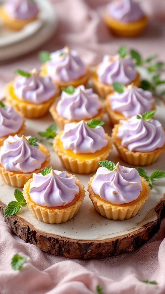 Mini Lemon Tart with Lilac Meringue