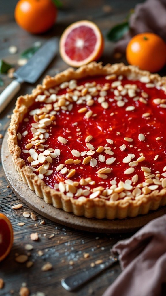 Blood Orange Tart with Almond Crust