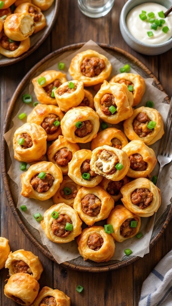 Sausage and Cream Cheese Puff Pastry Bites