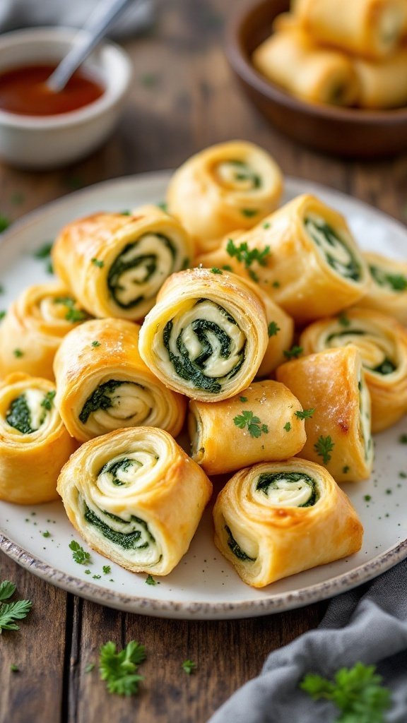 Savory Spinach and Ricotta Puff Pastry Rolls
