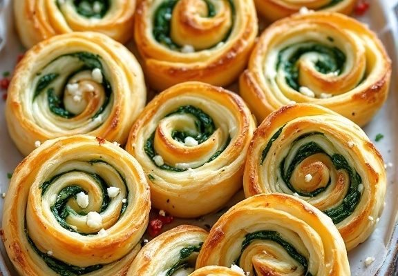 Delicious Spinach and Feta Puff Pastry Swirls