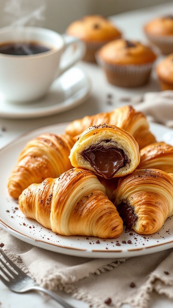 Easy 3-Ingredient Puff Pastry Chocolate Croissants