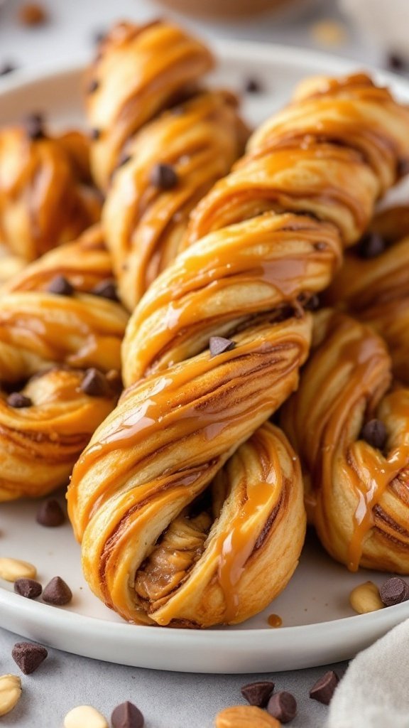 Delicious Chocolate Peanut Butter Puff Pastry Twists