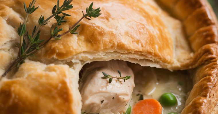 Cozy Comfort in Every Bite: Easy Chicken Pot Pie with Flaky Puff Pastry