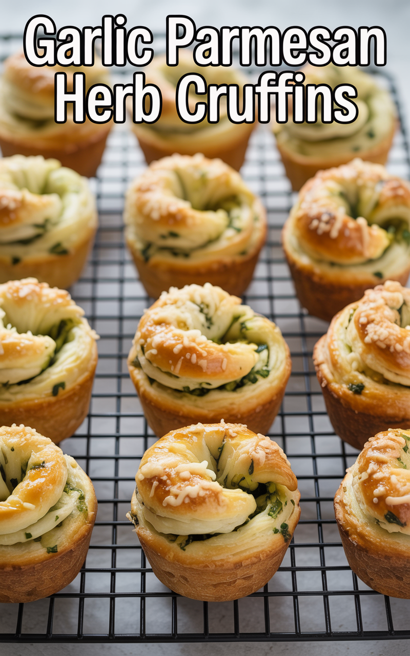 View of Buttery Garlic Parmesan Herb Cruffins: A Fusion of French Technique and ...